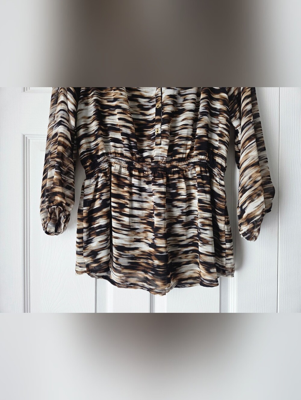 Calvin Klein Brown and Black Abstract Print Top Size M - Picture 6 of 12